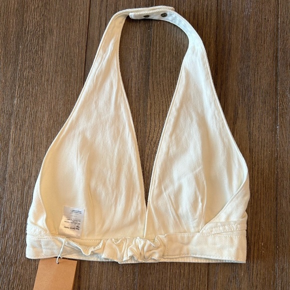 Reformation GiGi Denim Halter Crop Top  Size 8. Vintage White. - Picture 3 of 6